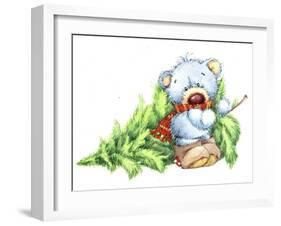 Baby Bear with Christmas Tree-ZPR Int’L-Framed Giclee Print