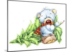 Baby Bear with Christmas Tree-ZPR Int’L-Mounted Giclee Print