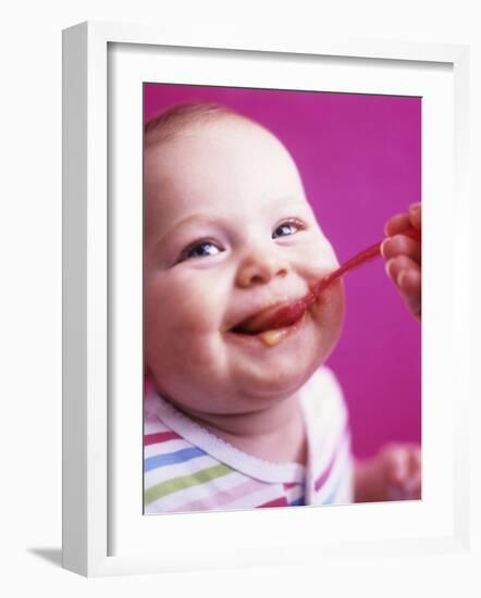 Baby Being Fed Baby Food-Alexandra Grablewski-Framed Photographic Print