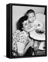 Baby Boy Hugging Mother at Dinner Time, Ca. 1953-null-Framed Stretched Canvas