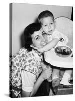 Baby Boy Hugging Mother at Dinner Time, Ca. 1953-null-Stretched Canvas