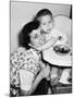 Baby Boy Hugging Mother at Dinner Time, Ca. 1953-null-Mounted Photographic Print