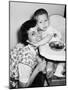 Baby Boy Hugging Mother at Dinner Time, Ca. 1953-null-Mounted Photographic Print