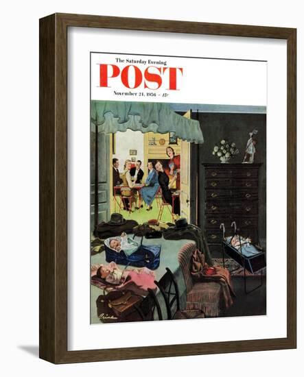 "Baby Bridge Party" Saturday Evening Post Cover, November 24, 1956-Ben Kimberly Prins-Framed Giclee Print