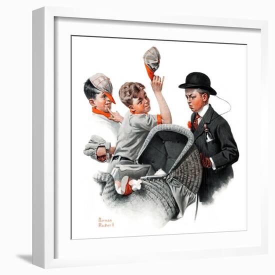 "Baby Carriage" Saturday Evening Post Cover, May 20,1916-Norman Rockwell-Framed Giclee Print