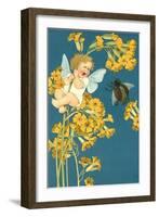 Baby Cherub Crying at Scarab-null-Framed Art Print