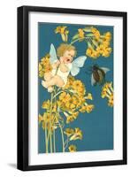 Baby Cherub Crying at Scarab-null-Framed Art Print