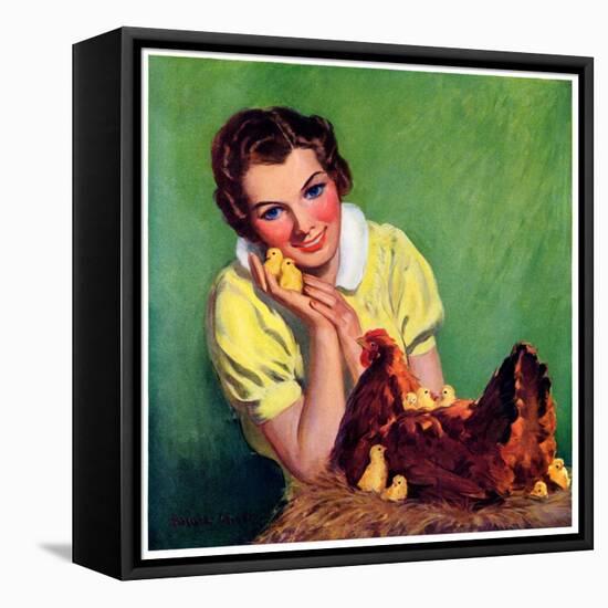 "Baby Chicks,"April 1, 1937-Tom L. Chore-Framed Stretched Canvas