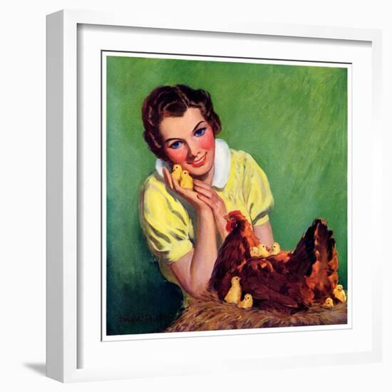 "Baby Chicks,"April 1, 1937-Tom L. Chore-Framed Giclee Print