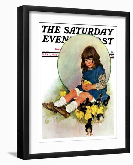 "Baby Chicks," Saturday Evening Post Cover, May 7, 1932-Ellen Pyle-Framed Giclee Print