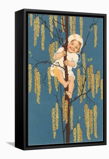 Baby Climbing Tree-null-Framed Stretched Canvas