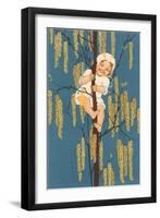 Baby Climbing Tree-null-Framed Art Print