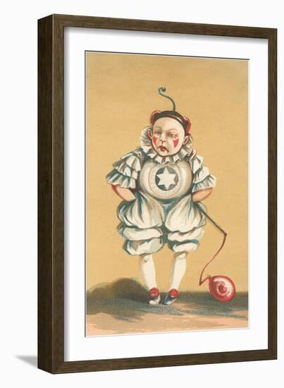 Baby Clown with Balloon on String-null-Framed Art Print