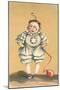 Baby Clown with Balloon on String-null-Mounted Art Print