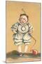 Baby Clown with Balloon on String-null-Mounted Art Print