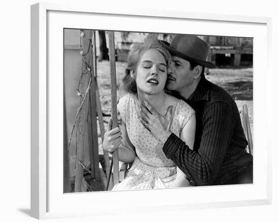 Baby Doll by Elia Kazan with Carroll Baker and Eli Wallach, 1956 (b/w photo)-null-Framed Photo