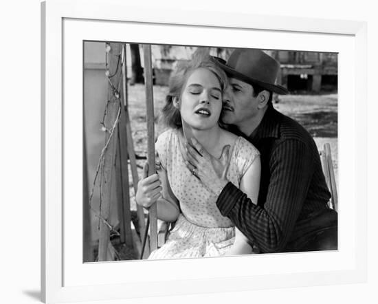 Baby Doll by Elia Kazan with Carroll Baker and Eli Wallach, 1956 (b/w photo)-null-Framed Photo