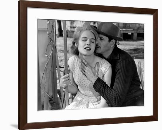 Baby Doll by Elia Kazan with Carroll Baker and Eli Wallach, 1956 (b/w photo)-null-Framed Photo