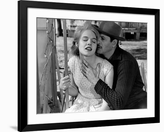 Baby Doll by Elia Kazan with Carroll Baker and Eli Wallach, 1956 (b/w photo)-null-Framed Photo