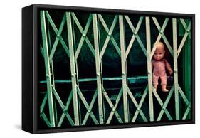 Baby Doll Through Security Fence NYC-null-Framed Stretched Canvas