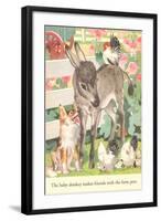 Baby Donkey with Farm Animals-null-Framed Art Print