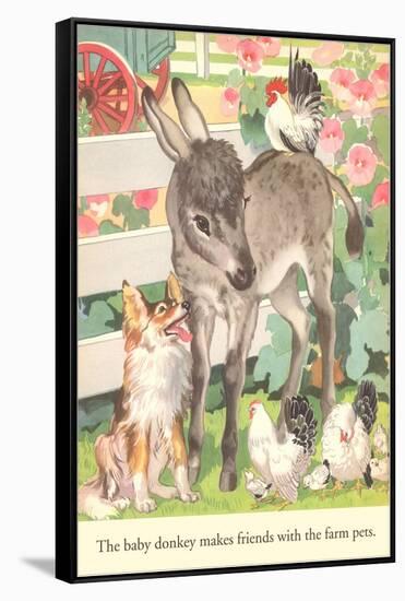 Baby Donkey with Farm Animals-null-Framed Stretched Canvas