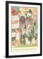 Baby Donkey with Farm Animals-null-Framed Art Print