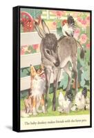 Baby Donkey with Farm Animals-null-Framed Stretched Canvas