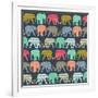 Baby Elephants and Flamingos (Variant 1)-Sharon Turner-Framed Art Print