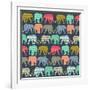 Baby Elephants and Flamingos (Variant 1)-Sharon Turner-Framed Art Print