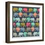 Baby Elephants and Flamingos (Variant 1)-Sharon Turner-Framed Art Print