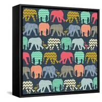 Baby Elephants and Flamingos (Variant 1)-Sharon Turner-Framed Stretched Canvas