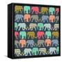 Baby Elephants and Flamingos (Variant 1)-Sharon Turner-Framed Stretched Canvas