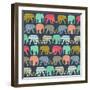 Baby Elephants and Flamingos (Variant 1)-Sharon Turner-Framed Art Print