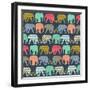 Baby Elephants and Flamingos (Variant 1)-Sharon Turner-Framed Art Print