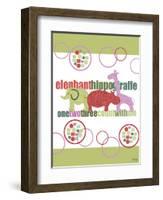 Baby Elephants Hippo Giraffe-Bee Sturgis-Framed Art Print