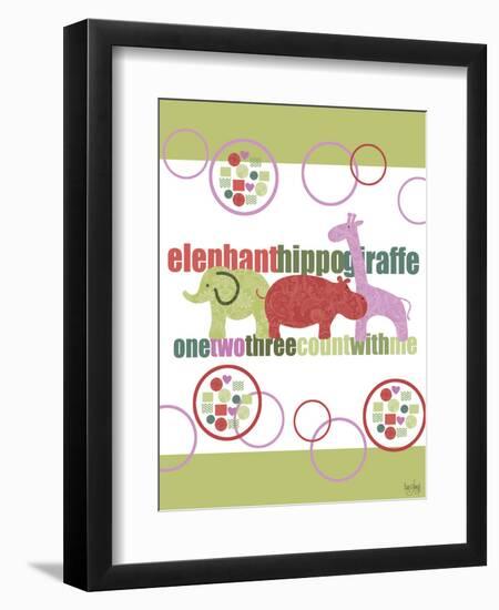 Baby Elephants Hippo Giraffe-Bee Sturgis-Framed Art Print