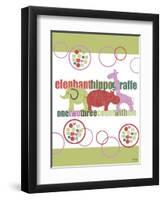 Baby Elephants Hippo Giraffe-Bee Sturgis-Framed Art Print