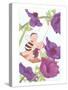 Baby Fairies Swinging in Purple Poppies-null-Stretched Canvas