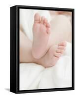 Baby Feet on a White Towel-null-Framed Stretched Canvas
