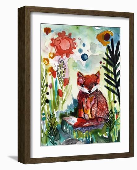 Baby Fox in the Garden-Wyanne-Framed Giclee Print