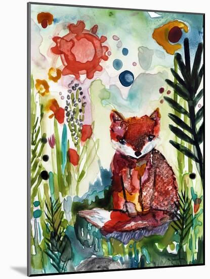 Baby Fox in the Garden-Wyanne-Mounted Giclee Print