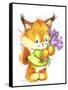 Baby Fox with Flowers-ZPR Int’L-Framed Stretched Canvas