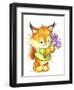 Baby Fox with Flowers-ZPR Int’L-Framed Giclee Print