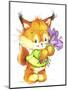 Baby Fox with Flowers-ZPR Int’L-Mounted Giclee Print