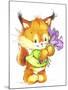 Baby Fox with Flowers-ZPR Int’L-Mounted Giclee Print