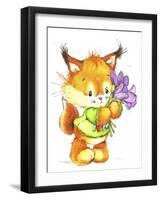 Baby Fox with Flowers-ZPR Int’L-Framed Giclee Print