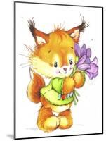 Baby Fox with Flowers-ZPR Int’L-Mounted Giclee Print