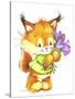 Baby Fox with Flowers-ZPR Int’L-Stretched Canvas