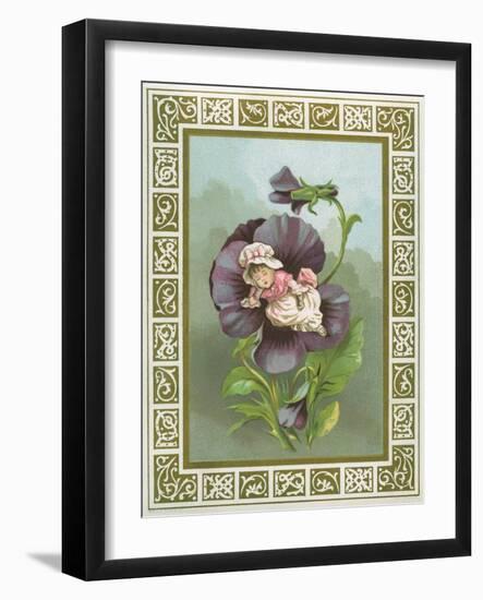 Baby Girl Asleep in Pansy-null-Framed Giclee Print